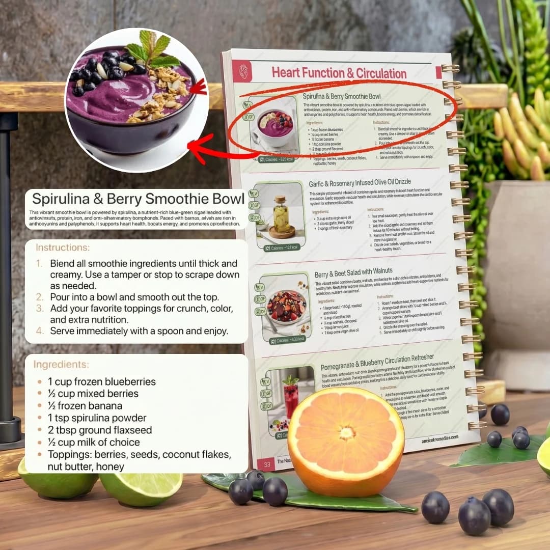 Open handbook with organized herbal remedy notes and ingredients